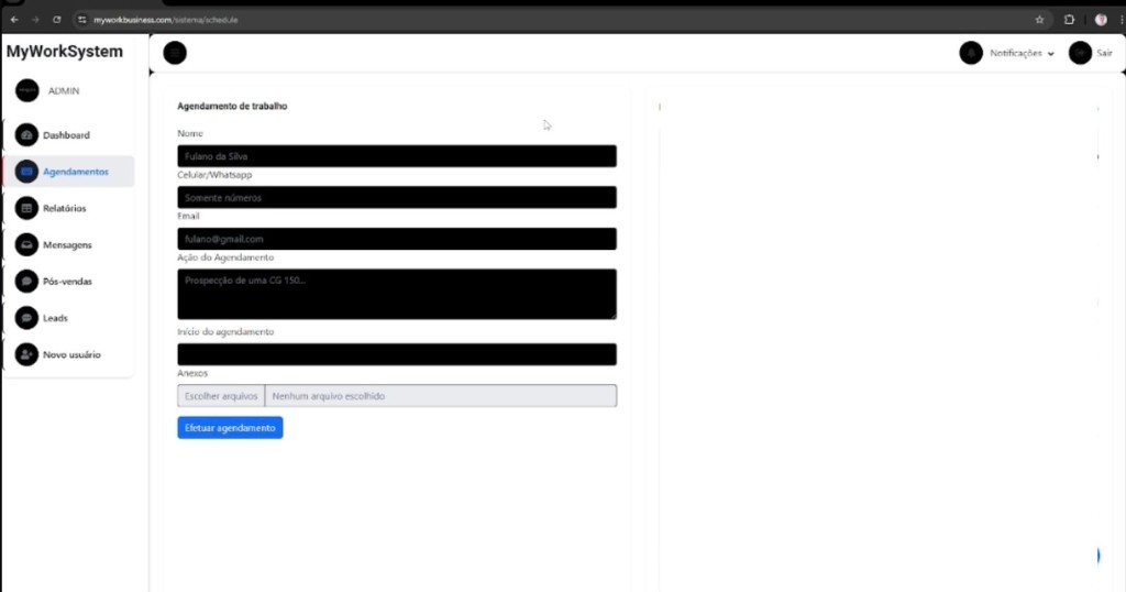 Dashboard de agendamentos e gestão de equipe