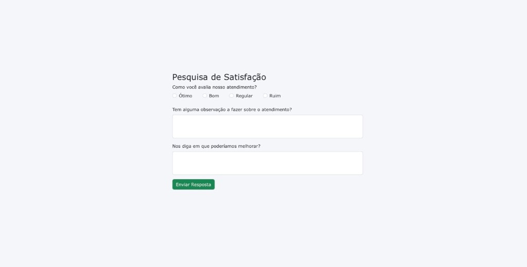 Formulário de pesquisa de satisfação pós-venda